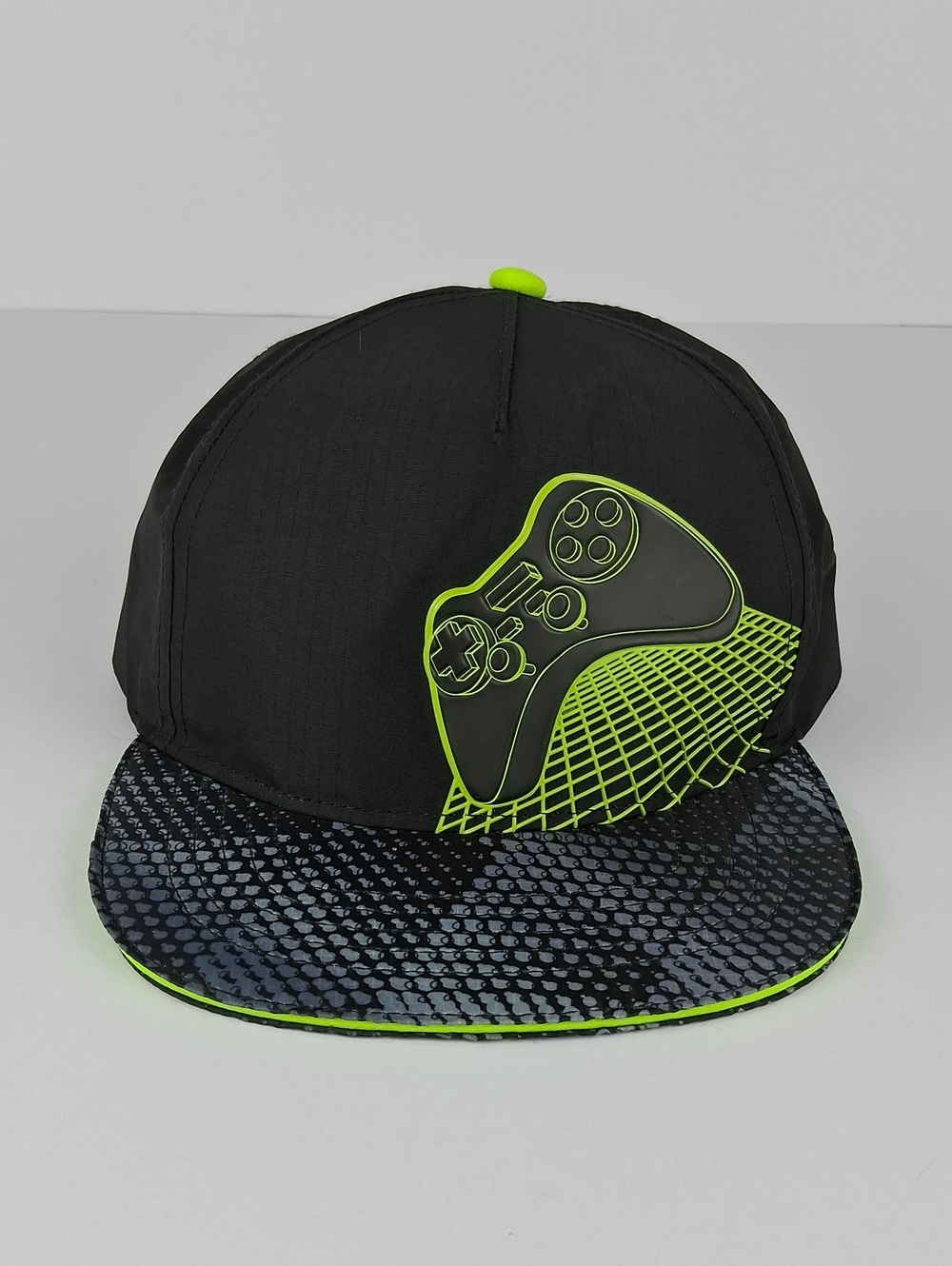 Boys Childrens Place Black & Neon Green Gaming Snapback Hat Size Small/Medium - Picture 1 of 12